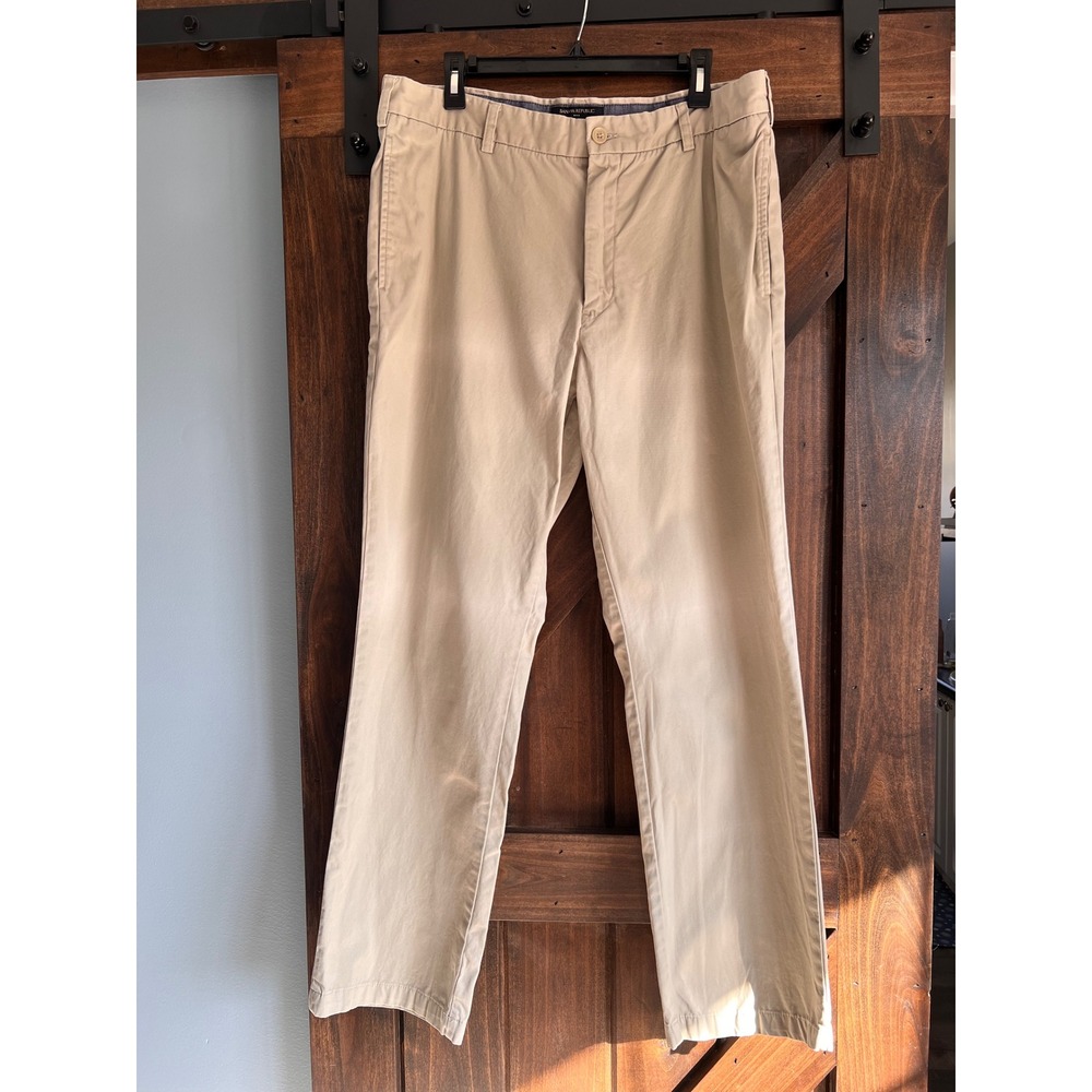 Banana Republic Gavin Straight Fit Chinos Mens 38x32 Khaki Tan 100% Cotton Pants - Picture 15 of 15